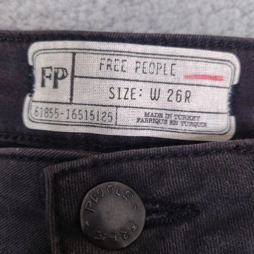 Free People Jeans Womens 26 Gray Charcoal Bell Bottoms Super Flare Denim Stretch
